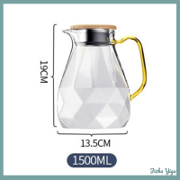 Jizha 1.5L Diamond Texture แก้วกาน้ำชา set Hot Cold Water JUG transparent