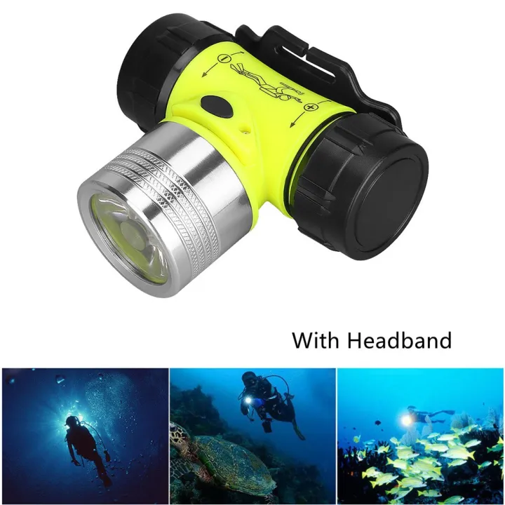 Underwater Diving Headlamp Rechargeable LED Scuba Headlight WHeadband