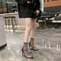 Web celebrity style blingbling diamond knee-high boots hollo网红款blingbling水钻过膝长靴镂空渔网靴时尚细跟高跟鞋ins女鞋