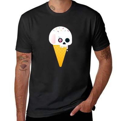 Ice Cream Skull T-Shirt T Shirts Kawaii Clothes Summer Top White T Shirts Mens T Shirt Graphic