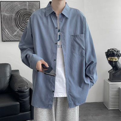 ZZOOI Shirt mens long sleeve ins simple and versatile loose Shirt spring and autumn Korean fashion handsome casual imported-china