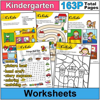 163 Pages Toddler Fun Exercise Word Kindergarten Workbook-search/Word Search/coloring/Hand Craft/Picture Hunt Exercise Book