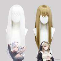 YT Chowbie Nun Sister Wig Anime Cosplay Costume Long Blonde White Wig 75cm Heat Resistant Synthetic Wigs Halloween TY