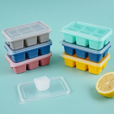 Silicone Ice Cube Mould 6 Grids Soft Bottom Quick Freezer Fruit Ice Cube Maker Ice Tray with Lid Bar Kitchen Tools Summer Drink Ice Maker Ice Cream Mo