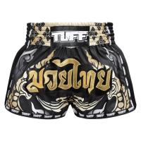 กางเกงมวย กางเกงมวยไทย  กางเกงกีฬา ทัฟฟ์ มวยไทย กางเกงมวยไทยTUFF Muay Thai Boxing Shorts New Retro Style Thai King Of Naga Black