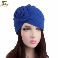 New Women cotton top knotted turban hat bonnet Hijab chemo cap headbands Female Muslim Hat Head Cover Night Cap Hair Accessories Towels