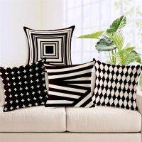 hot！【DT】✚▧  ZXZXOON geometric black and white(beige) plain home textile car cushion decorative throw pillow case cojines 45x45