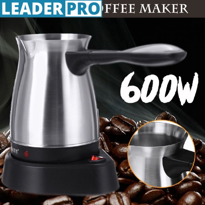 Electric Coffee Maker Pots Kettle 600W 500ml Turkish Espresso Percolator  Home Office Tea Milk Coffee Machine Stainless Steel