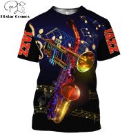 Hot Sale Fashion t shirt Jazz Saxophone And Trumpet 3D Printing Mens Summer style Short sleeve Unisex Casual sports T-shirt DW11