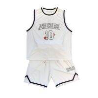 【Ready】? Summer basketball uniform boys and childrens suit ice silk mesh thin Korean style breathable sports vest shorts two-piece set