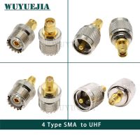 2Pcs/Lot SMA To UHF Female Male Straight Connector SMA To UHF Quick Plug Adapter Coax Connector Brass Gold Plated High Quality