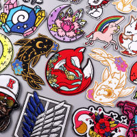 ญี่ปุ่น Anime Patch เหล็กบนแพทช์ปักสำหรับเสื้อผ้า Thermoadhesive Patches บนเสื้อผ้า Fox Fish Patch Hook Loop สติกเกอร์-SYSH STORE