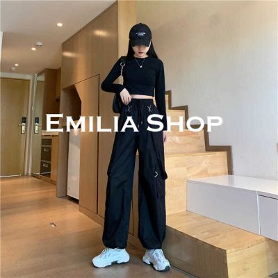 [ส่งของ]EMILIA SHOP กางเกงขายาว กางเกงเอวสูง สไตล์เกาหลี 2023 ใหม่ ES220090