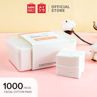 MINISO สำลีแผ่น สำลีเช็ดเครื่องสำอางค์ สำลีทำความสะอาดใบหน้า แผ่นสำลีเช็ดหน้า จำนวน 1,000 แผ่น