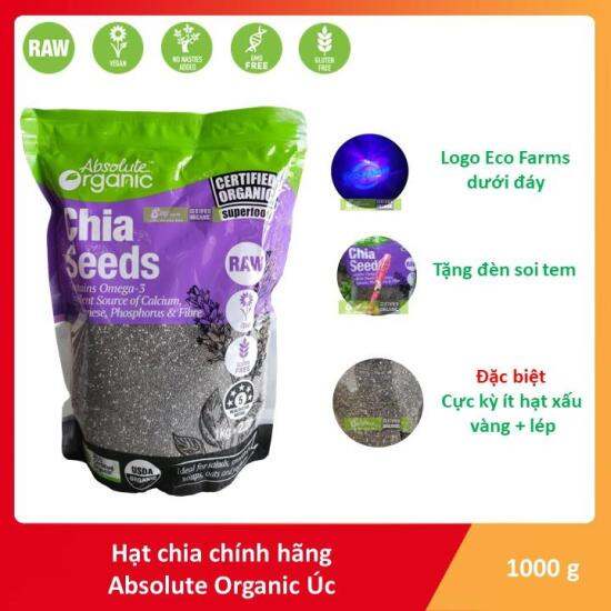 Có đèn soi hạt chia úc absolute organic 1kg giảm cân - ăn kiêng hạt chia - ảnh sản phẩm 1