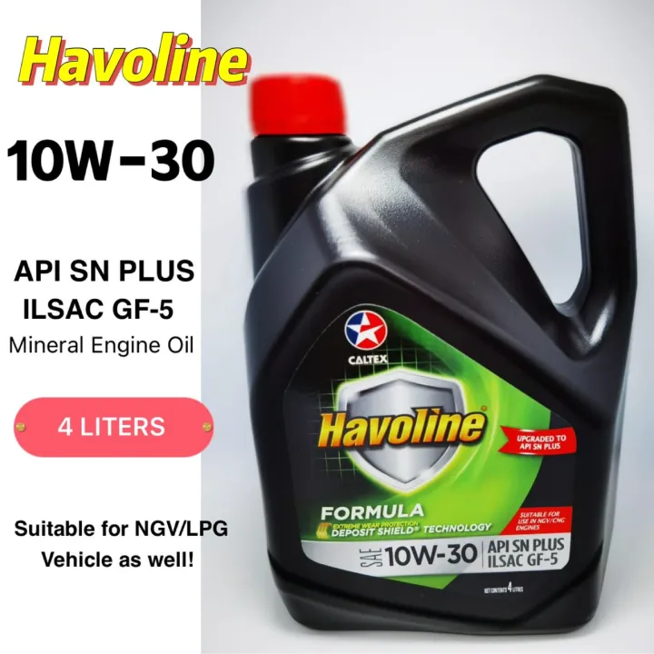 CALTEX Havoline Formula SAE 10W30 API SN PLUS (4 Liters) PETROL ENGINE OIL 10W30 (Free