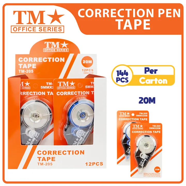 TM Correction Tape 20M by 12's x 144 pcs Lazada PH