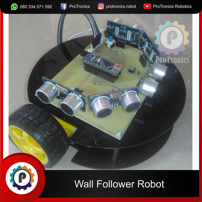 Robot Wall Follower Wall Tracer Ultrasonic HC-SR04 Arduino Nano ...