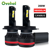 OVEHEL H7 HB3 LED Canbus 200W 98000LM ไฟหน้ารถ H1 H8 H4 9005 9006 HB4 880 881หลอดไฟ LED ไฟตัดหมอกอัตโนมัติไฟหน้าอัตโนมัติ