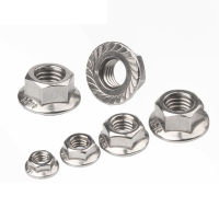 /25X M3 M4 M5 M6 M8 M10 M12 สแตนเลสคุณภาพสูง Hexagon Hex Head Serrated Spinlock Flange Nut Locknut Lock Nut DIN6923-SJK STORE