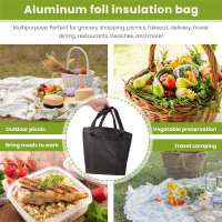 2 Pack Insulated Reusable Grocery Bag Food Delivery Bag with Dual Zipper