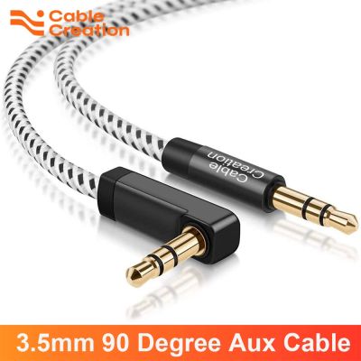 CableCreation 3.5mm AUX Cable 90 Degree Right Angle Jack Audio Cable for Car Speaker JBL Headphones Xiaomi Redmi PC Tablets
