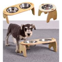 Anti-slip Ceramic Bowl For Cat Pet Dog Cat Bowl Feeder With Wood Stand 15 Degree Tilt Cat Dog Food Bowl Cat Accessories