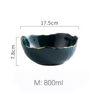 Ceramic Fruit Salad Bowl Luxury Green Noodle Bowl Porcelain Rice Bowl Serving Breakfast Bowl Kitchen Home Creative