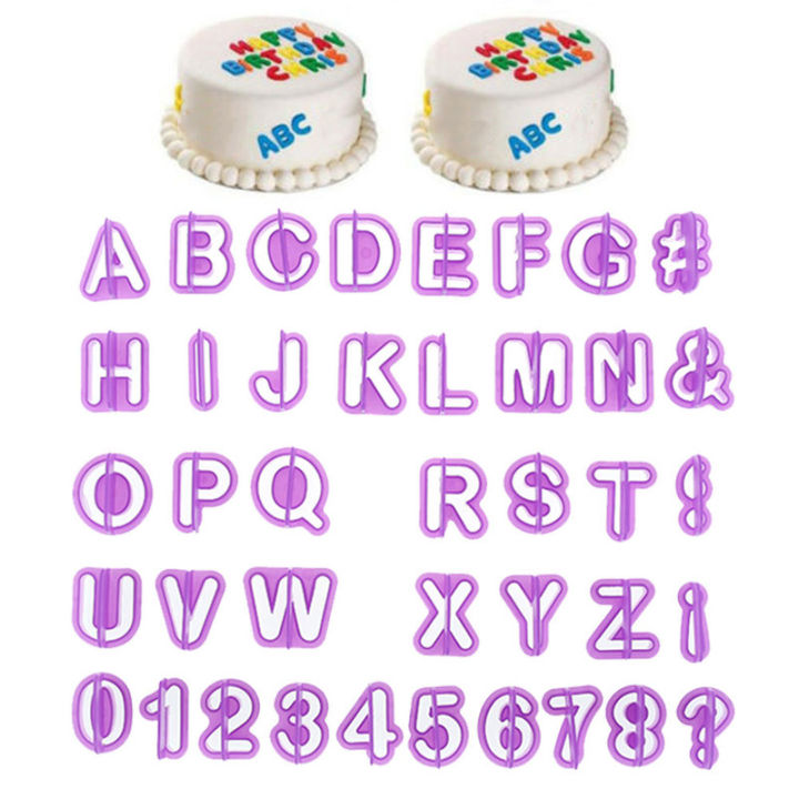 40ชิ้นที่ตัดตัวอักษรและตัวเลขฟองดองคุกกี้ชูการ์คราฟต์อบขนมเค้กเครื่องตัดตกแต่งเค้กฟองดองแบบ-diy-แม่พิมพ์อบขนมตกแต่งเครื่องมือเค้ก