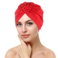 【CW】 2022 Fashion Braids Knot Turban Hats Hijabs Color Soft Muslim Cap Headscarf Headwraps Bandana Hair Accessories