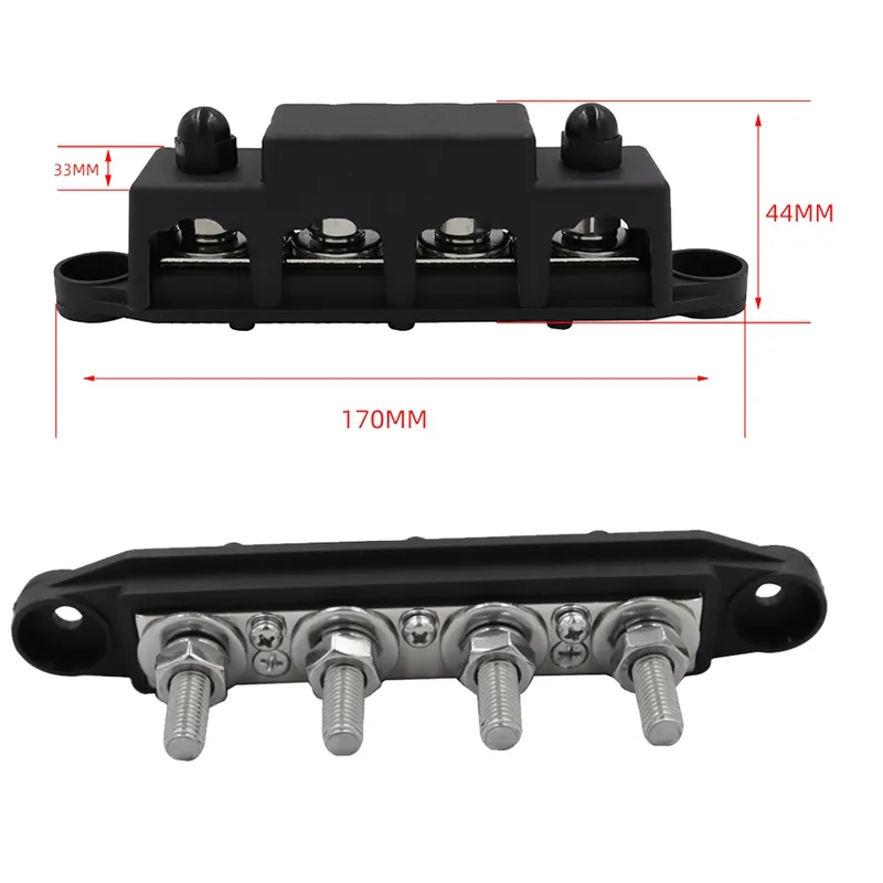 VNLT4A Bus Bar Power Distribution Block Terminal Studs M8 M10 250A Wiring  Busbar Battery for Car Rv-Marine Organizer Box