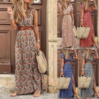 Boho ชุดเดรสยาวฤดูร้อนสำหรับผู้หญิง2023ตอนเย็น Vestidos De Mujer Gamis Elegan Femme ลำลอง Maxi เสื้อผ้าแขนสั้น Pp.sps