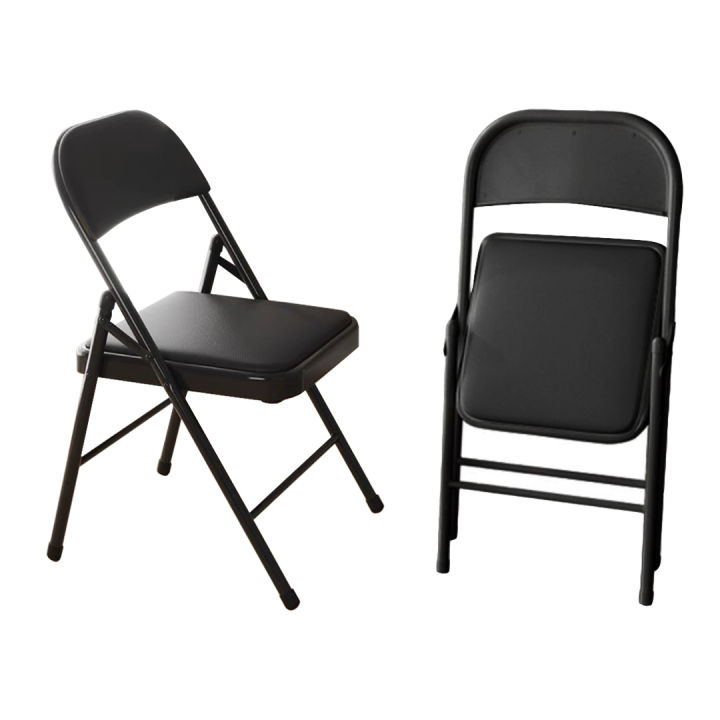 เก้าอี้-qpy-เก้าอี้เหล็กสีดำ-เบาะหนัง-พับได้-รับน้ำหนัก-150kg-เก้าอี้พับ-เก้าอี้กินข้าว-เก้าอี้ห้องเรียน-เก้าอี้ห้องประชุม