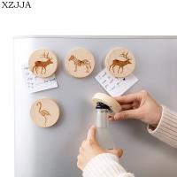 XZJJA 1Pcs Creative Wooden Fridge Magnet Bottle Opener Beer Bottle Opener Bar Opener Tool Message Magnetic Paste Bar Accessories