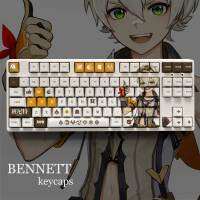 Genshin ผลกระทบธีม BENNETT Pbt วัสดุข้อความเหมือนกับ108คีย์ชุดสำหรับแป้นพิมพ์กล Oem รายละเอียดเพียงข้อความเหมือนกับ ManyuDou