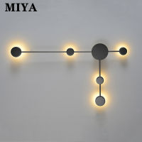 MIYA ไฟผนังแบบโมเดิร์น LED ที่สร้างสรรค์สไตล์สแกนดิเนเวียแบบเรียบง่ายติดผนังด้านหลังทีวีโคมไฟและตะเกียงโคมไฟห้องนอนติดผนังในร่ม