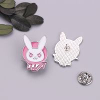 Overwatch Game Dva Rabbit Bunny Metal Pin Pink Trendy Jewelry Diva Bunny Hard Enamel Pin for Cosplay Costume Girl Accessory Fashion Brooches Pins