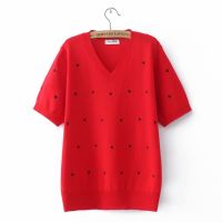 【มีไซส์ใหญ่】Plus Size XL-4XL Womens Heart Embroidery Summer Tshirts Oversized Slim Tops