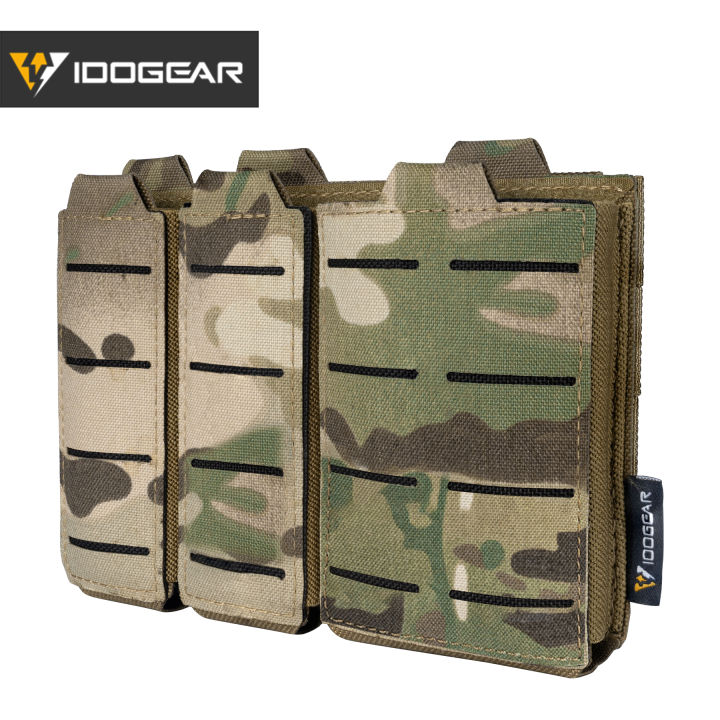 IDOGEAR Tactical Triple Magazine Pouch MOLLE Double 9MM & Single 556 ...