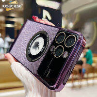 KISSCASE เคสโทรศัพท์เคลือบอิเล็คโทรเพลทแล้วเหมาะสำหรับ IPhone 14,13,12,11 Pro Max 14 Plus เคสโทรศัพท์ป้ายหน้าต่างขนาดใหญ่รั่วซึมเคลือบอิเล็คโทรเพลทตัวดูดแม่เหล็กตาข่ายกันรอยนิ้วมือป้องกันการกระแทกสำหรับ IPhone 14 Pro Max