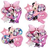 6pcs Minnie Mouse Foil Balloons Kids Girl Birthday Party Decorations Baby Shower Pink 1 2 3 4 5 6 7 8 9 Balloon Set Supplies Artificial Flowers  Plant