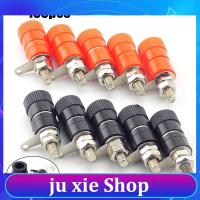 JuXie store 100pcs 4mm Banana Plug Connector Jack Plugs Socket Nickel Plated Binding Post Nut DIY Banana Adapter