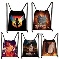 Anime Attack On Titan Scouting Corps Wings Backpack Canvas Drawstring Bags Casual Portable For Teenagers Storage Bag Gift