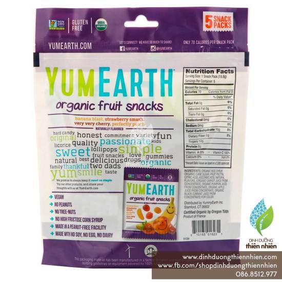 Hcmkẹo mềm trái cây hữu cơ yum earth organic fruits snack mix 2 loại 2 gói - ảnh sản phẩm 2