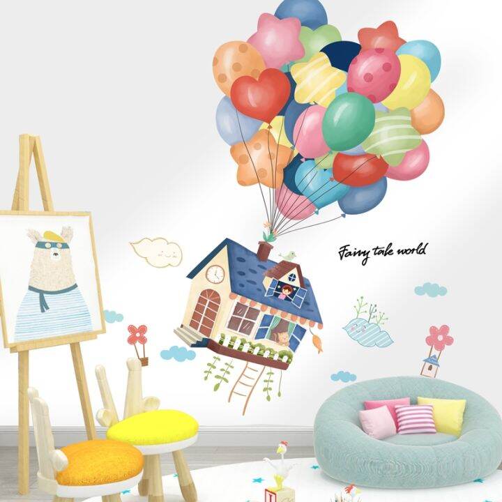 24-home-accessories-shijuekongjian-ลูกโป่งลมร้อนสีสันสดใสสติ๊กเกอร์ติดผนังการตกแต่งห้องนอนเด็กทารกสำหรับห้องเด็กสติกเกอร์ตกแต่งผนังการ์ตูน-diy