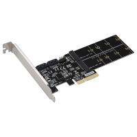 4In1 Dual M.2 NGFF (B Key) SSD+ Dual SATAIII 6G SSD/HDD to PCI Express 4X Converter Adapter with Low Profile Bracket