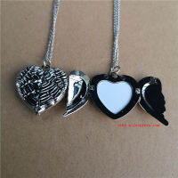 sublimation blank angel wings locket photo necklaces pendants fashion hot transfer printing blank jewelry consumables 10pcslot