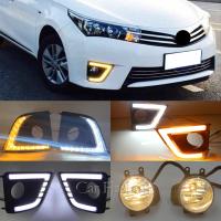 LED DRL Daytime Running Lights For Toyota Corolla 2014 2015 2016 turn signal Daylight Fog Lamp Fog light Wires Switch Harness