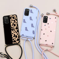 For Samsung A03S Case 6.5 Necklace Lanyard Rope Silicone Cover For Samsung Galaxy A03s GalaxyA03s A 03s a037 4G Flower Couqe