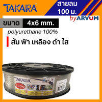 สายลม สายลมPU ยี่ห้อ Takara ขนาด 4x6 มม. หรือ 5/32 นิ้ว ยาว 100 ม. (ยกม้วน)  มาตราฐานญี่ปุ่น